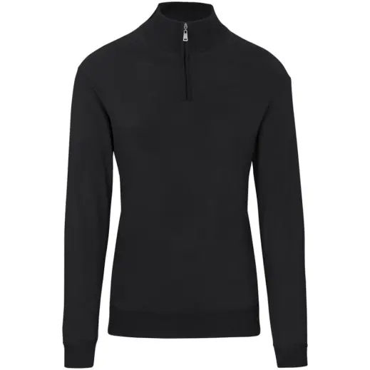 Mens 1-4 Zip Quantum Low Pill Jersey Black Front